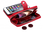 Plånboksfodral i läder med dragkedja till iPhone 12 mini